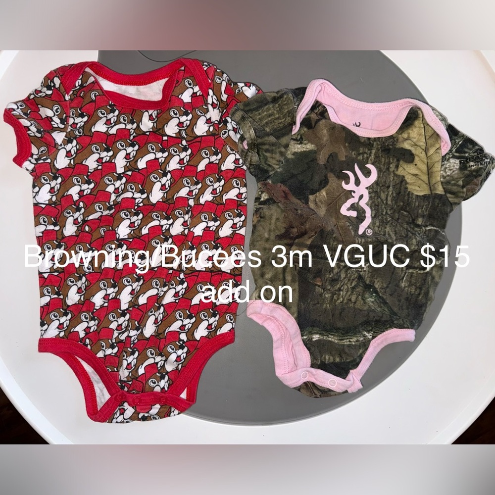 Browning Pink & Camouflage and Buc-ees Baby Bodysuits